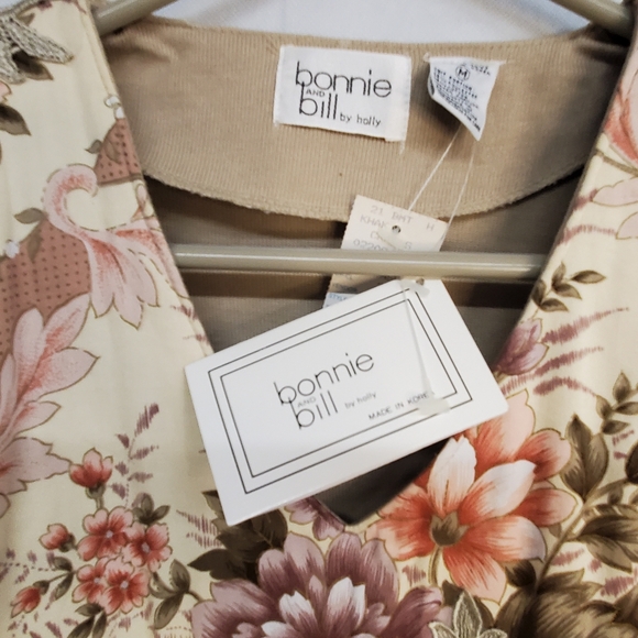 Vintage Bonnie And Billy By Holly Women's Size Med Floral Applique Top NWT - Picture 6 of 12